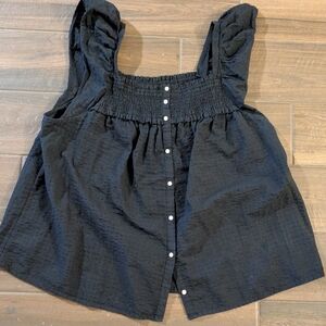 Old Navy Black Smocked Sleeveless Blouse